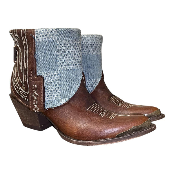 10 Embroidered Brown & Designer Denim Canty Boots®