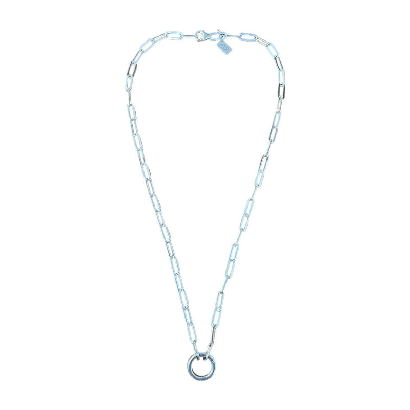 Small Paperclip Charm Necklace with Circle Closure