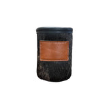 Cowhide Can Koozie with Customizable Leather Patch