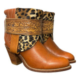 7 Tan & Leopard Hair-on Hide Stacked Heel Canty Boots®