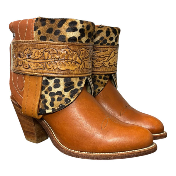 7 Tan & Leopard Hair-on Hide Stacked Heel Canty Boots®
