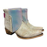 6 Embroidered White & Metallic Leather Canty Boots®