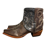 6.5 Brown & Metallic Floral Leather Canty Boots®