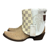 6.5 Two Toned & Designer Canty Boots® with Engraved White Opal Concho