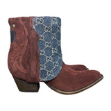 8 Deep Red Rough Out & Designer Denim Canty Boots®