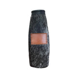 Cowhide Bottle Koozie with Customizable Leather Patch