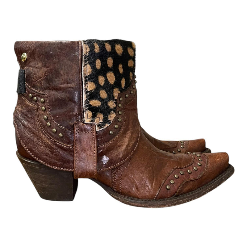 10 Studded Brown & Spotted Hair-on Hide Canty Boots®