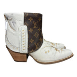 9 Cream Embroidered Floral & Designer Canty Boots®