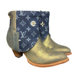 8.5 Gold Glitter & Designer Denim Canty Boots®