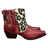 8 Red & Leopard Hair-on Hide Canty Boots®