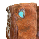 7 Brown & Moose Printed Leather Canty Boots® with Turquoise & Antler Concho