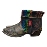 9 Embroidered Black & Metallic Leopard Print Canty Boots®