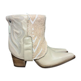 9 Pale Pink & Mudcloth Stacked Heel Canty Boots®