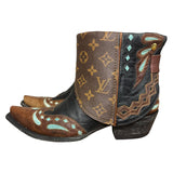 8 Tricolor Tooled & Designer Canty Boots® with Silver & Turquoise Bow Concho