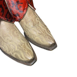 7.5 Embroidered Tan & Red Leopard Hair-on Hide Canty Boots®