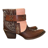 8.5 Embroidered Brown & Pink Polka Dots Canty Boots®