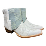 7.5 White Floral Embroidered & Designer Denim Canty Boots®