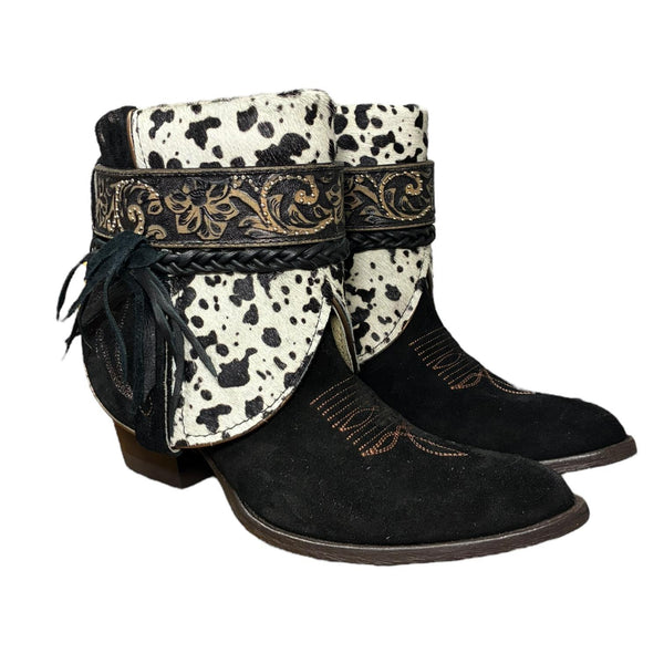 8.5 Black Rough Out & Spotted Hair-on Hide Canty Boots®