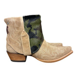 9.5 Embroidered Tan Rough Out & Camo Hair-on Hide Canty Boots®