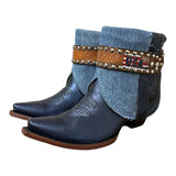 8 Americana Metallic Navy Blue & Denim Canty Boots®
