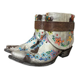 8.5 Distressed Metallic Silver & Colorful Floral Embroidery Canty Boots®