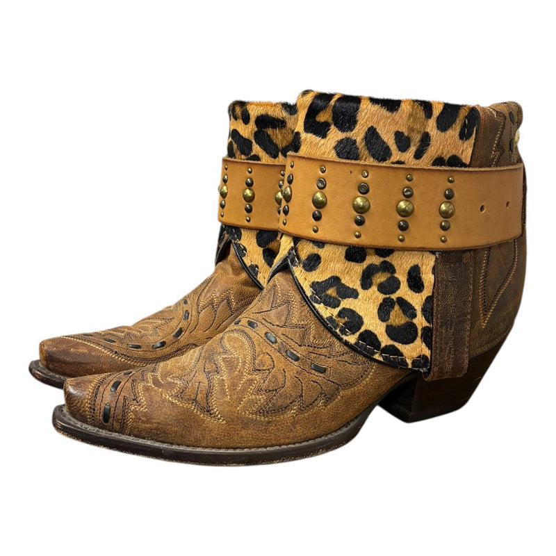 7 Embroidered Brown & Leopard Hair-on Hide Canty Boots®