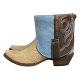 7 Two Toned & Blue Leather Canty Boots® with Beaded Detail