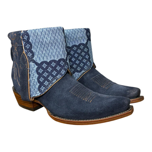 7 Navy Blue Rough Out & Designer Denim Canty Boots®
