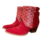 9 Red Rough Out & Designer Canty Boots® with Onyx Heart Concho
