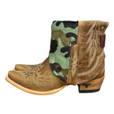 7.5 Embroidered Brown & Camo Hair-on Hide Canty Boots®