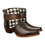8.5 Brown & Houndstooth Hair-on Hide Canty Boots®