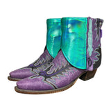 9 Embroidered Purple & Metallic Leather Canty Boots® with Star Inlay