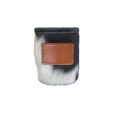 Cowhide Can Koozie with Customizable Leather Patch