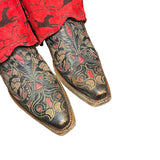 7 Tooled Black & Red with Horse Print Canty Boots®