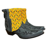 8.5 Embroidered Black & Yellow Shweshwe Fabric Canty Boots®