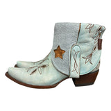 8.5 Embroidered Blue & Blue Leather Canty Boots® with Star Inlay