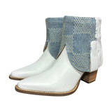 9.5 White & Designer Denim Stacked Heel Canty Boots®