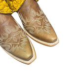 9.5 Embroidered Brown & Pressed Floral Leather Canty Boots® Copy