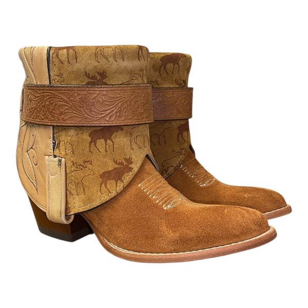 7.5 Two Toned Rough Out & Moose Print Canty Boots®