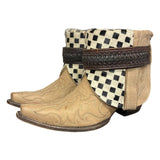 10 Embroidered Tan & Checkered Hair-on Hide Canty Boots®