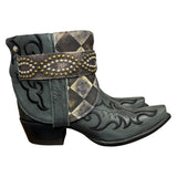 8.5 Embroidered Black & Checkered Leather Canty Boots®