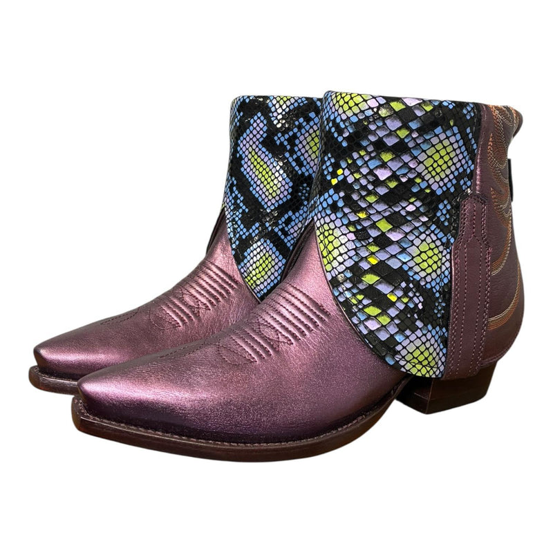 8.5 Metallic Purple & Printed Exotic Leather Canty Boots®