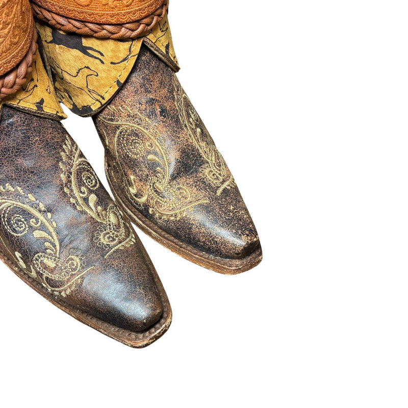 7 Embroidered Brown & Horse Print Canty Boots®