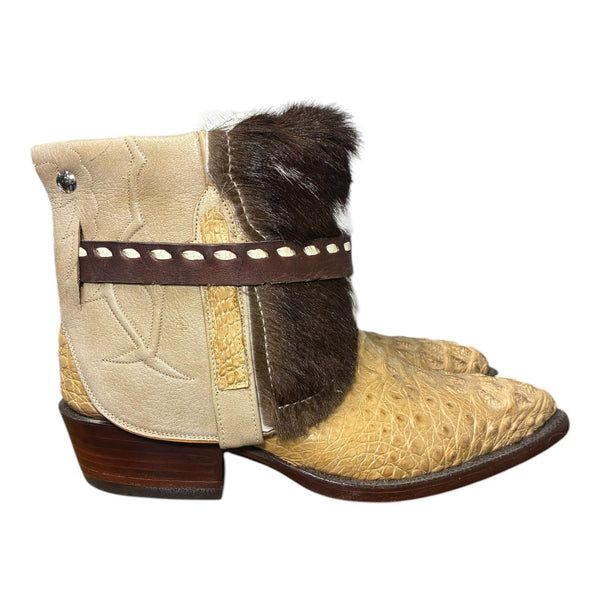 10.5 Cream Exotic & Cowhide Canty Boots®