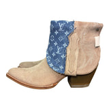 10 Pink Rough Out & Layered Designer Denim Canty Boots®