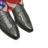8.5 Embroidered Black & American Flag Crystals Canty Boots®