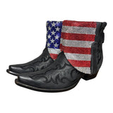8.5 Embroidered Black & American Flag Crystals Canty Boots®