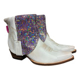 9 White & Purple Metallic Leather Canty Boots®
