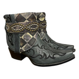8.5 Embroidered Black & Checkered Leather Canty Boots®