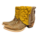 9.5 Embroidered Brown & Pressed Floral Leather Canty Boots® Copy